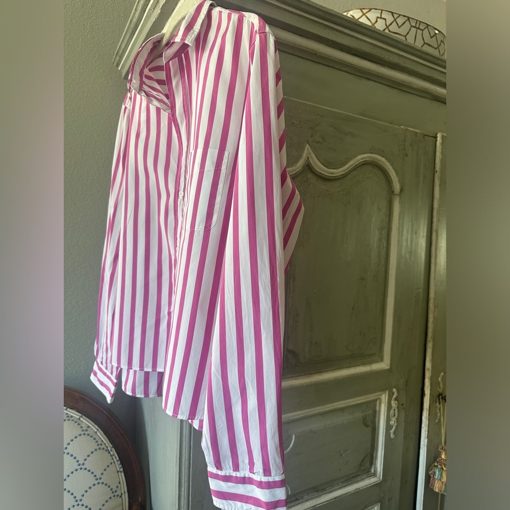 Frank & Eileen Pink and White Striped Button-Up Shirt - Picture 4 of 7